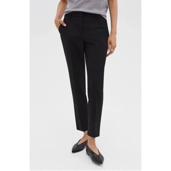 Theory Treeca 2 Good Wool Crop Suit Pants in Black - Picture 1 of 13